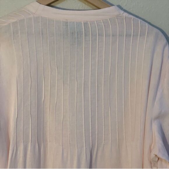 CYNTHIA ROWLEY Crochet Trimmed Sleeve Hem Linen Button Up Women 1X Petal Pink. - Picture 6 of 14